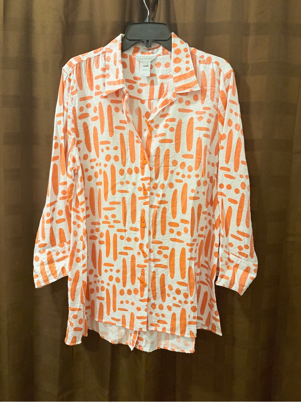 Multiples Blouse Womens Large Jacket Big Button Multicolor Artsy Colorful